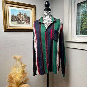 90s retro stripe style polo with long sleeves